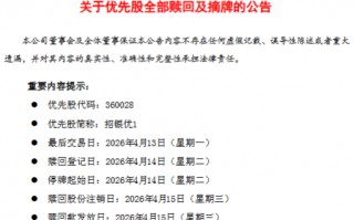 M招商银行：拟于4月15日赎回“招银优1”合计2.75亿股