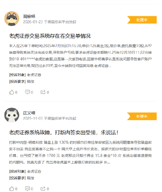 M315在行动|“打新肉签因系统故障没卖出去！”老虎证券遭投资者维权